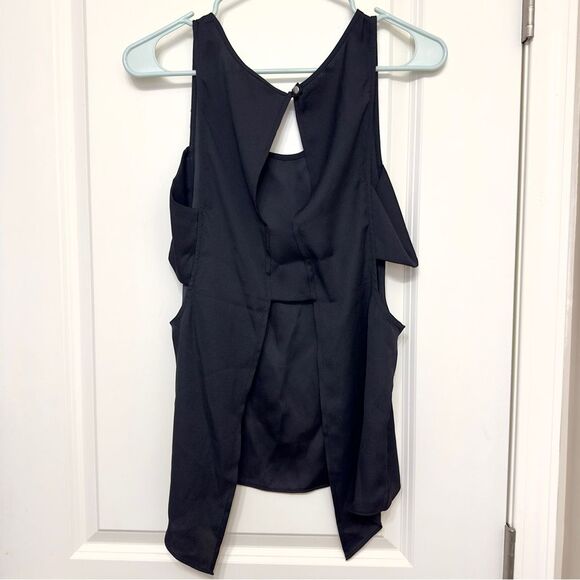 Express Black Sheer Cut Out Open Back Top - Picture 2 of 5